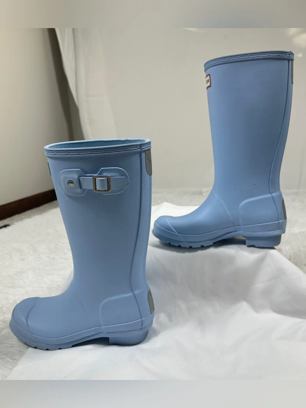 Hunter Original Kids Rain Boots Blue Tall Wellington Waterproof Girls US 2 EU 33